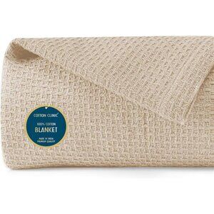 100% Cotton Waffle Blanket Twin Size 60"x90"-Soft Lightweight Breathable Blanket